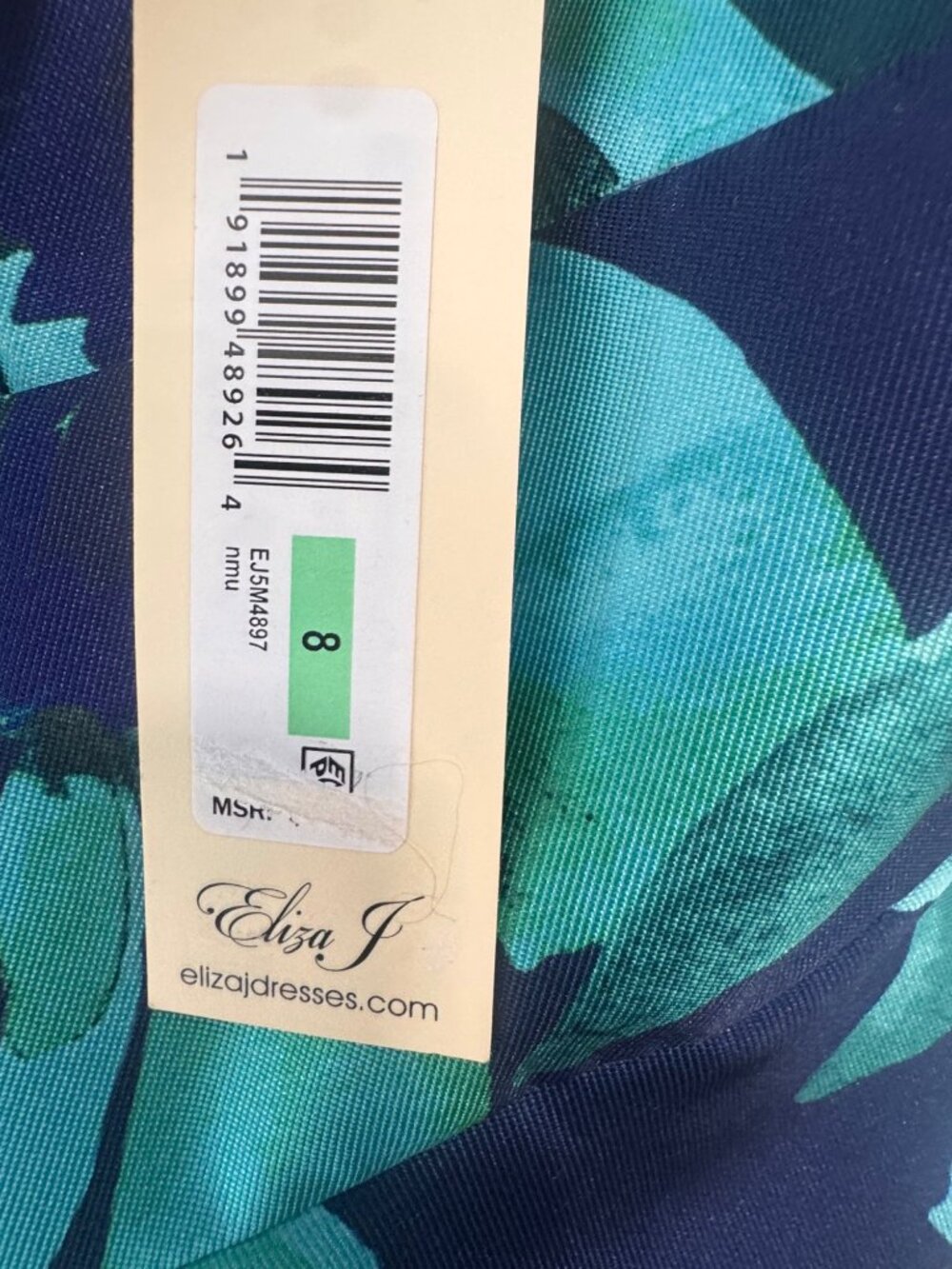 Eliza J Blue & Green Floral Print Sleeveless Dress With Adjustable Straps Size 8 - Picture 4 of 7